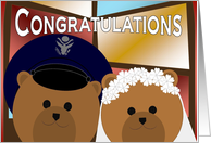 Wedding Congratulations - Air Force Officer Groom and Civilian Bride card