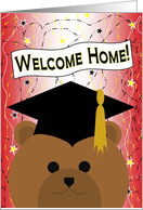 Welcome Home College Student! - Cap & Gown Bear card