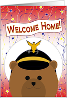 Welcome Home Son! Coast Guard Officer Cap Bear card