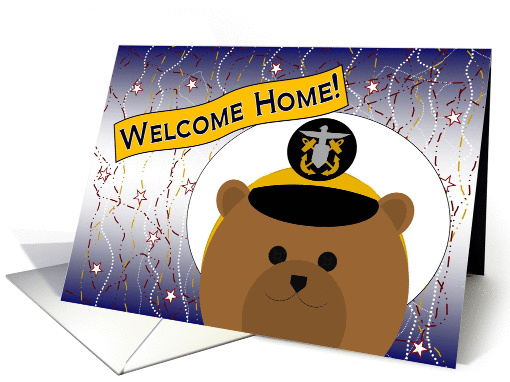 Welcome Home Son! Navy - Working Male Officer Cap Bear card (1086018)
