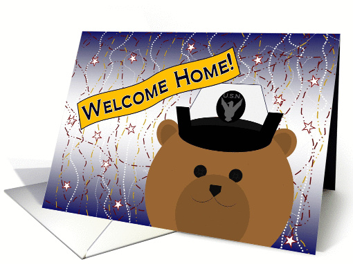 Welcome Home Niece! Navy - Enlisted Female Uniform Cap Bear card