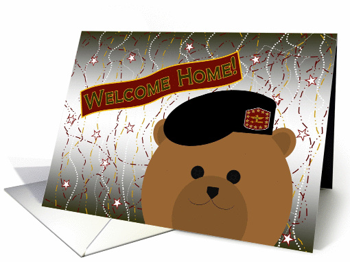Welcome Home Sis! Army Black Beret Cap Bear card (1086066)
