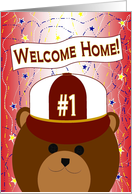 Welcome Home Dad! Bear with a #1 Ball Cap card