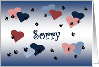 Paw Prints on Heart - Loss of Cat/Kitten Sympathy Card