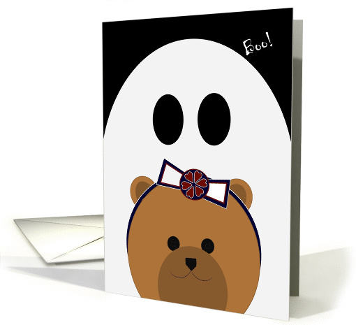 Missing My Girl Halloween Card - Bear with Bow & Ghost card (1104116)