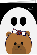 Missing My Girl Halloween Card - Bear with Bow & Ghost card