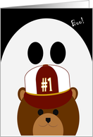 Missing My Boy Halloween Card - Bear with #1 Ballcap & Ghost card