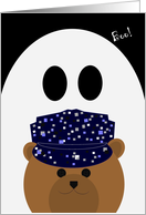 Missing Son Halloween Card - FROM Navy Sailor Working Uniform Cap & Ghost card