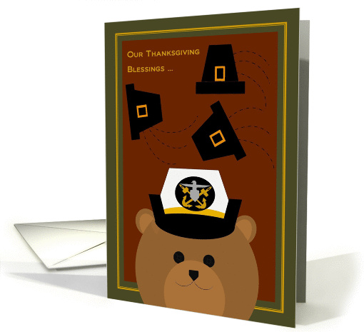 Wife - Thanksgiving Blessings Across Miles - Navy Officer card