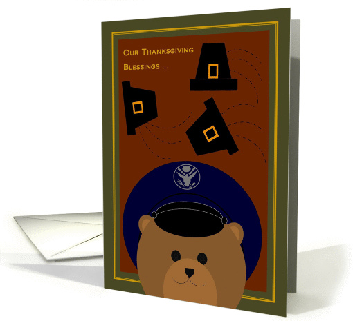Fiance - Thanksgiving Blessings Across Miles - Air Force Enlisted card