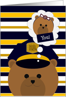 Cute Police Officer Thinking of Niece card