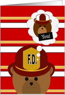 Cute Firefighter Thinking of Son card