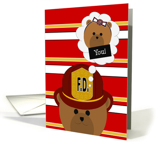 Cute Firefighter Thinking of Granddaughter card (1150130)