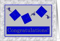 3 Flying Mortarboards Congratulations - United States Air Force Academy - Blue & Silver Graduation card