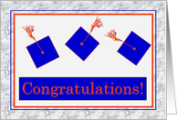 3 Flying Mortarboards Congratulations - United States Coast Guard Academy - Blue, Orange & White Graduation card