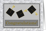 3 Flying Mortarboards Congratulations -Black, Gray & Gold - United States Military Academy Graduation card