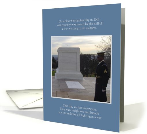 Airplane Over Tomb of Unknown Soldier - 9/11 Rememberance card