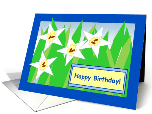 Happy Birthday! - Starry White Daffodils card (799958)