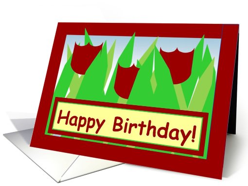 Happy Birthday! - Red Tulips card (800104)