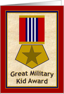 Gold Star Military Kid Good Grades Award! - Thank You from Military Parent Deployed or At Home card