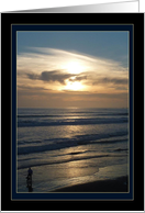 Good End to A Day/ Dog and Master Sunset Walk on Beach - Blank card
