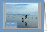 Get Well Encouragement Card - Girl Running on Beach with Dog card