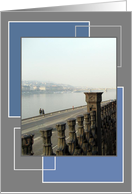 Tourist Taking in a View of the Danube River in Budapest, Hungary - Vacation Encouragement Card