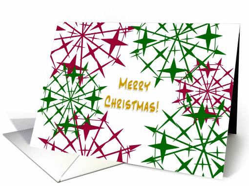 Merry Christmas Believe Red & Green Snowflakes card (853231)