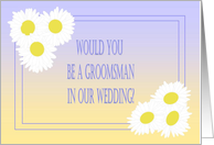 White Daisy Groomsman Request Card