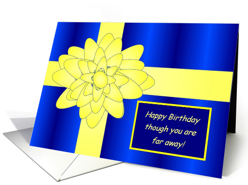 Blue Birthday Gift with Yellow Ribbon - Missing Deployed Military card