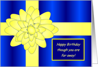 Blue Birthday Gift with Yellow Ribbon - Missing Deployed Military card