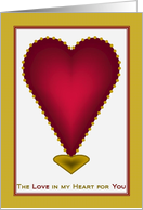 Valentine, I Love You, The Love in My Heart for You, Red & Gold Hearts card