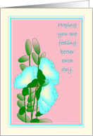 Get Well Wish From All of Us, Blue Heart Sweet Peas card