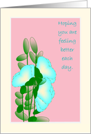 Fell Better Wish for Friend, Blue Heart Sweet Peas card