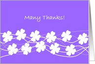 Many Thanks For Listening, Purple with White Flowers card