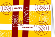 Fun Teacher Happy Birthday Red & White Swirlie card