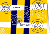 For Over the Hill Happy Birthday Blue & White Swirlie card