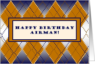 Happy Birthday Airman! Air Force Spirit Argyle card
