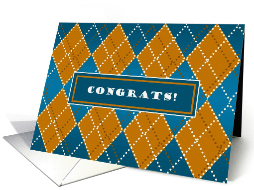 Congrats! From Both of Us - Blue Gold Argyle card (885141)