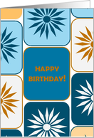 Happy Birthday Brother- in- Law! Stylish Blue and Gold Flowers card