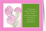 Friend Carnation January Birthday Card