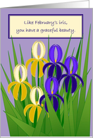 February Iris Birthday Card