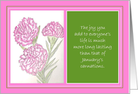 Drawn Carnation January Birthday Card