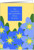 Friend September Aster Birthday Card