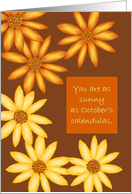 Friend October Calendula Birthday Card
