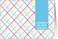 CONGRATS! New Son/Baby Boy - Colorful Plaid card