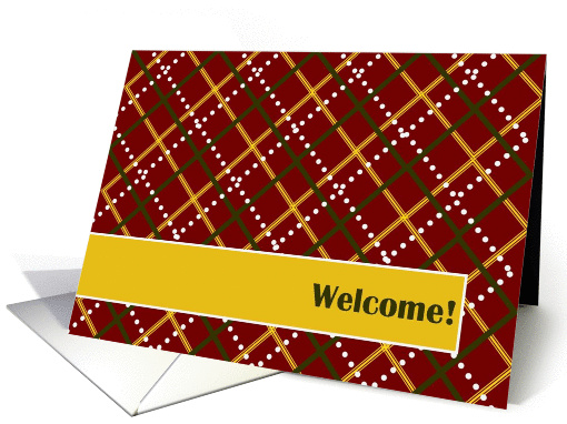 Welcome! To Our Group/Club - Red & Gold Plaid Greetings card (892466)