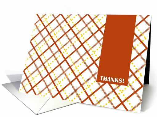 THANKS! for Friend - Orange & Gold Plaid Greetings card (892533)