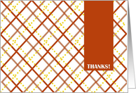 THANKS! for Friend - Orange & Gold Plaid Greetings card