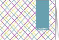 Congrats! First Born - Pink, Blue and Gold Plaid card
